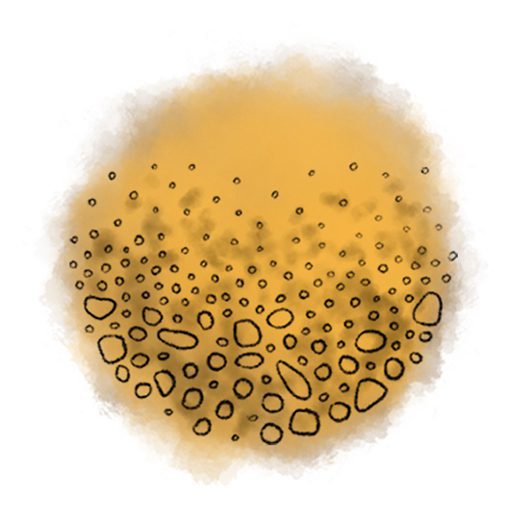 Drawing of dirt, sand, and rocks representing "earth" of 5 elements