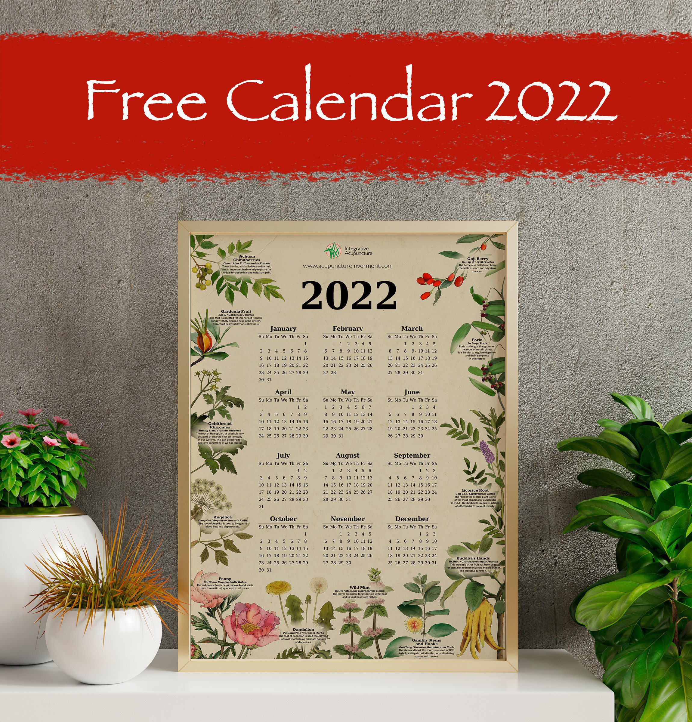 free medicinal herbs calendar 2022
