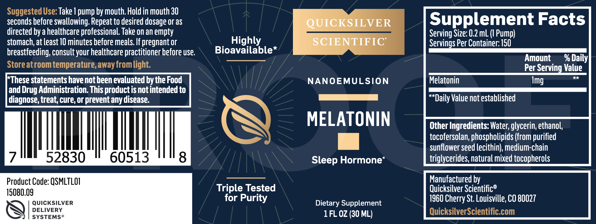 Quicksilver Melatonin Full Label